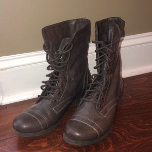 Brown combat boots